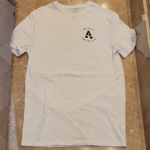 White Short Sleeve Tee with Crew Neck and Logo, S